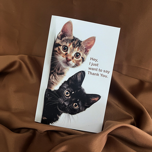 Carte de remerciement d'anniversaire personnalisée avec joli chat pliée avec logo personnalisé avec enveloppe - Product Image 2