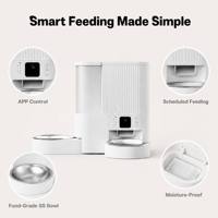 Distributeur automatique de nourriture et d'eau pour animaux de compagnie intelligent 2-en-1 avec caméra 3MP