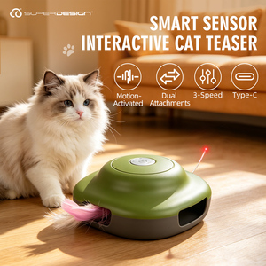 Jouets pour chats d'intérieur avec plumes et fibres optiques, en PP et silicone, jouets électroniques pour chats rechargeables à trois modes - Product Image 1