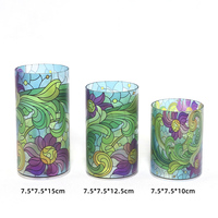 Ensemble de décoration de table de fête lumineuse pour la maison de 3 lanternes de table en verre cylindrique LED avec télécommande