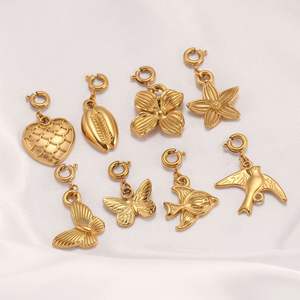 Minimalista 316L Acero inoxidable DIY colgante Vida <span class=keywords><strong>Marina</strong></span> insecto flor serie 18K chapado en oro Corazón en forma de concha colgantes encantos - Product Image 3