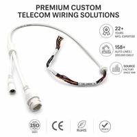 Arnés de cableado para cámara con conector RJ45 DC impermeable IP67, de 30V, 450mm, 10 pines, 28AWG, con revestimiento de aluminio PTFE/PVC, personalizado al por mayor
