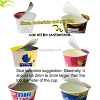 Couvercle en papier thermoscellable jetable OEM pour gobelets PP, tasses à nouilles instantanées, bols à ramen, contenants à soupe, emballage pour restaurants à emporter