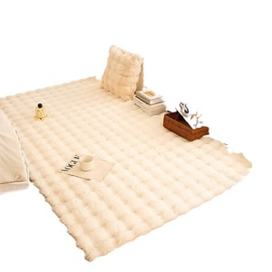 Tapis en peluche velours effet du vent couleur crème, imitation fourrure de lapin, pour chambre à coucher, chevet, salon, fenêtre en <span class=keywords><strong>baie</strong></span>, coussin de canapé - Product Image 1