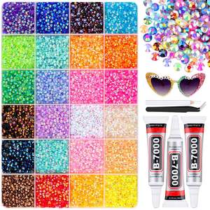 VANCY ARTS 24/28 couleurs, strass en résine AB effet gelée de 3 mm, pierres décoratives avec <span class=keywords><strong>pince</strong></span> et stylo applicateur pour la décoration - Product Image 1