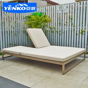 Sedia a <span class=keywords><strong>sdraio</strong></span> all'aperto in alluminio doppio divano letto impermeabile piscina lettino spiaggia Hotel sedia a <span class=keywords><strong>sdraio</strong></span> - Product Image 2