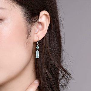 Pendientes de Plata Genuina Natural Grado A con Rayas de Bambú Azul Agua, Entrelazados, de Alta Calidad, Tipo Hielo, Regalo para Niños - Product Image 4