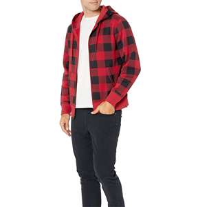 Sweat-shirt à capuche zippé unisexe design personnalisé Sweat-shirt de sport surdimensionné à carreaux rouges avec poche Fourniture ODM d'automne - Product Image 5