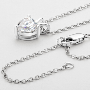 Kalung pertunangan Moissanite simulasi perak 925 liontin warna D potongan bersinar hati berlian buatan berkilau - Product Image 3