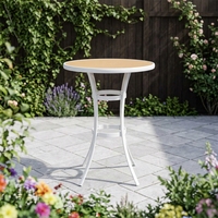 Table de bistrot ronde en WPC avec cadre en aluminium incurvé moderne, imperméable, anti-UV, pour café, balcon, jardin, terrasse