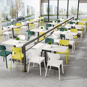 Mesa y Sillas de Comedor Comerciales para 4 Personas, para Cafetería de Empresas, Comedor Estudiantil, Bar de Snacks, Combinación para Catering y Mobiliario para el Hogar - Product Image 2