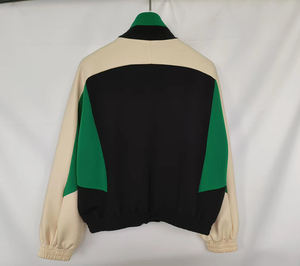 Veste <span class=keywords><strong>coupe</strong></span>-<span class=keywords><strong>vent</strong></span> tissée respirante personnalisée pour <span class=keywords><strong>femme</strong></span>, style universitaire, avec panneau matelassé néon tricolore sur le devant, écologique - Product Image 5
