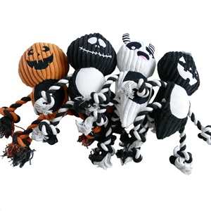 Halloween con chó đồ chơi thiết lập bí ngô ma thiết kế với vải to sợi và bông sợi dây thừng - Product Image 2
