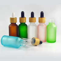 5ml 10ml 15ml 20ml 30ml 50ml 60ml 100ml flacon compte-gouttes en verre dépoli blanc opaque noir mat avec couvercle en bambou