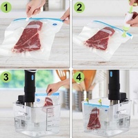 Sac alimentaire sous vide en plastique personnalisé, réutilisable, gaufré, avec pompe de vide et fermeture éclair, doté d'une valve d'air