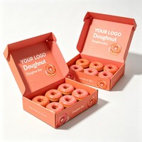 Cajas de Papel para Donuts con Logotipo Personalizado, Material Reciclable, Venta al por Mayor, Empaque Reciclable para Galletas, Caja para Llevar Donuts para Tiendas