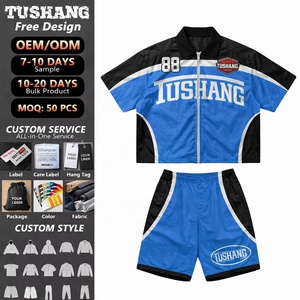 TUSHANG Completo Sportivo Estivo Personalizzato Eco-Friendly: T-shirt, Pantaloncini, <span class=keywords><strong>Tuta</strong></span>, <span class=keywords><strong>Polo</strong></span> e Set Antivento a 2 Pezzi con Zip - Product Image 1