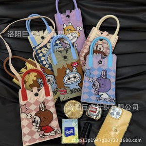 Nouveau sac à bandoulière compact et portable pour femme, style dessin animé, en tricot, mignon, avec fermeture à bouton, idéal pour les sorties - Product Image 4