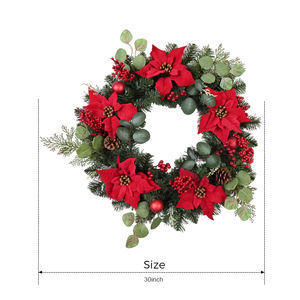 Guirnalda Navideña Decorativa Artificial para Colgar al Aire Libre, Diseño de Moda con Flores y Bayas Rojas - Product Image 2