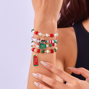 Ensemble de bracelets d'élément de Noël <span class=keywords><strong>lettre</strong></span> perlée en céramique douce bonhomme de neige père noël nouvel an ensemble de bracelets de bijoux pour tous - Product Image 5