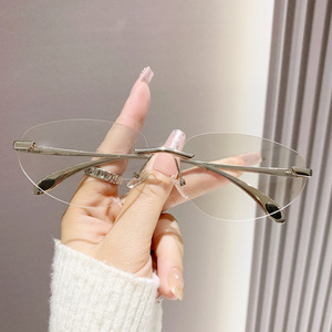 Hot Selling Popular New Men's and Women's Outdoor Sunscreen Fashion Rimless Metal Oval <b>Sunglasses</b> - Product Image 6