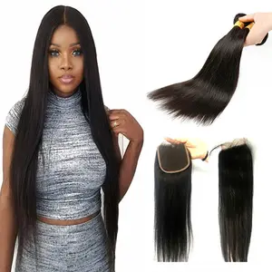 New design invisible swiss lace closure 4x4, wholesale Brazilian natural human closure hair for black women