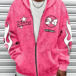 Vente en gros de sweats à capuche pour hommes de haute qualité, épais 500 g/m², en molleton bouclette vintage vieilli, coupe oversize, zippés, courts et délavés à l'acide - Product Image 2