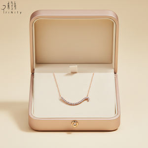 Collar Apilable de Alta Calidad al por Mayor, Diseño Minimalista Curvo, Joyería Elegante, Oro Rosa Sólido de 18K, Diamante Natural, para Clavícula - Product Image 4