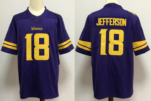卸売ステッチアメリカンフットボールジャージ新シーズン #18ジェファーソン #3アディソンミネソタバイキング刺繍ジャージ - Product Image 5