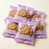 Sachets plats élégants semi-transparents couleur lavande avec fermeture éclair thermoscellable, qualité alimentaire, personnalisables avec logo imprimé, pour emballage de pâtisseries et gâteaux