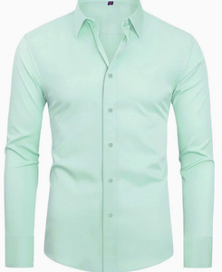Camicia Formale <span class=keywords><strong>da</strong></span> <span class=keywords><strong>Uomo</strong></span> in Poliestere Elasticizzato a Quattro Vie, Tinta in Filo, Resistente, con Perline, Maniche Lunghe, Non Stiro, XL, Bianca - Product Image 2