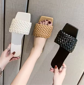 슬리퍼 여성 여름 한 줄 짠 벨트 착용 가벼운 여성 샌들 한국 게으른 샌들 - Product Image 5