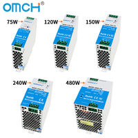 OMCH NDR Series Din-Rail SMPS 75W-480W 12V 24V 36V 48V AC DC Alimentation à découpage industrielle personnalisable