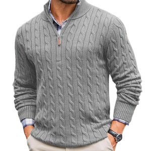 Herfst Winter Trui Heren Slim-Fit Rits Half Hoge Kraag Lange Mouwen Pullover Twisted <span class=keywords><strong>Sweater</strong></span> Plus - Product Image 5