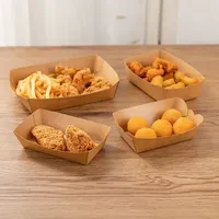 KING GARDEN Boîtes pliables jetables pour plats à emporter, pour poulet frit, sushis et snacks - Papier couché avec laminage mat