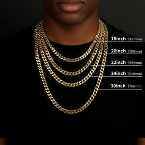 変色防止金メッキメンズキューバンチェーンステンレススチールメンズジュエリーチョーカーチェーンネックレス - Product Image 1