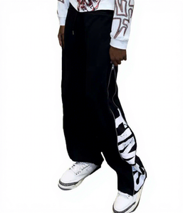 Pantalon de jogging formel pour homme, coupe large, avec fermeture éclair latérale, taille élastique et cordon de serrage, 100% toile de coton, infroissable et léger - Product Image 2