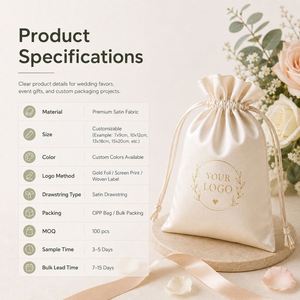 Bolsa de Satén Suave con Cordón, Personalizable con Logotipo, para Regalos, Empaque de Lujo para Fiestas y Días Festivos, para el Mercado Norteamericano - Product Image 4