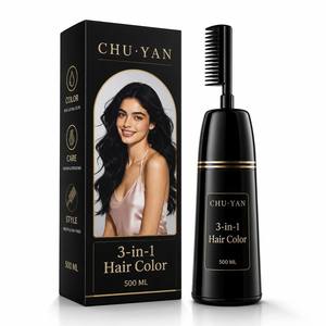 CHU·YAN ยาย้อมผมถาวร 500ML สีดำชนิดน้ำ สำหรับทุกสภาพเส้นผม สารสกัดจากสมุนไพร - Product Image 4