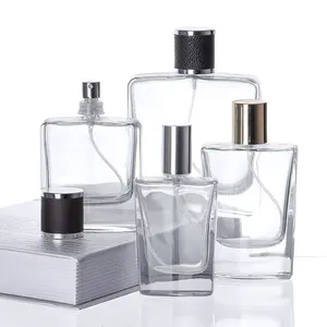 Groothandel Custom Logo 50Ml 100Ml Franse Vierkante Glazen Parfumfles