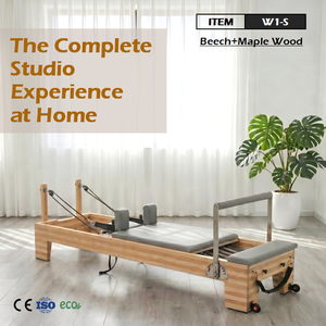 GRASSFIT Cama de Pilates con Estructura de Madera de <span class=keywords><strong>Arce</strong></span> y Haya Empalmada, Máquina Reformer de Pilates Profesional de Madera Maciza para Uso Comercial - Product Image 4