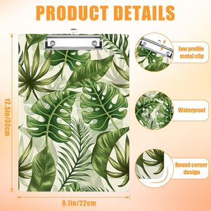 Porte-documents en plastique à profil bas avec motif feuilles de palmier tropicales, format A4/Letter (8,6x12,6 pouces), impression numérique personnalisée avec logo couleur - Product Image 4