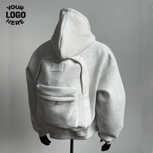 Sweat à Capuche Personnalisé Zippé Enfants Sac à Dos Veste 100% Coton Uni Streetwear Femme Ample Lourd Surdimensionné Homme - Product Image 1