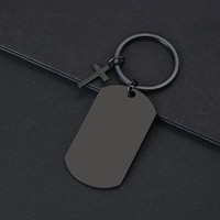 Ywyougang Blanko Gravierbarer ID-Anhänger Schlüsselanhänger, Edelstahl Schlüsselring mit Kreuz-Charm für Individuelle Lasergravur Geschenk