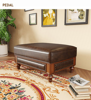 Juego de Sofás de Cuero Genuino para Sala de Estar, Estilo Retro, en Forma de U, 123 Asientos, Madera Maciza, Piel de Vacuno de Primera Capa, Estilo Europeo Americano