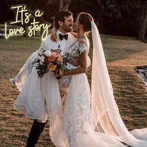 Enseigne néon « <span class=keywords><strong>C</strong></span>'<span class=keywords><strong>est</strong></span> une <span class=keywords><strong>histoire</strong></span> <span class=keywords><strong>d</strong></span>'<span class=keywords><strong>amour</strong></span> » avec éclairage LED, <span class=keywords><strong>d</strong></span>écoration murale pour mariage, fiançailles, réception, maison, chambre à coucher - Product Image 4