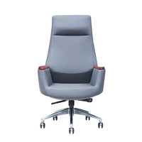 Chaise de bureau ergonomique de direction moderne en cuir PU, pivotante, imperméable, respirante, avec base en acier, dossier croisé et accoudoirs fixes