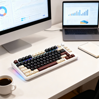 Teclado Mecánico para Juegos RGB al 75%, Teclado Mecánico de Oficina de Tres Modos con Perilla de Metal, Intercambiable en Caliente