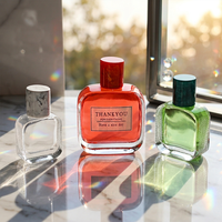 Flacons carrés en verre vides de 30 ml, 50 ml, 100 ml, en promotion, avec étiquette autocollante, pour échantillons de parfum, flacon pulvérisateur, pompe pulvérisatrice, vaporisateur de voyage