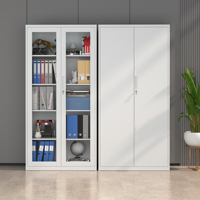 Armoires de classement avec 2 portes en verre et 2 en acier, conception robuste verrouillable, étagères réglables pour le rangement au bureau